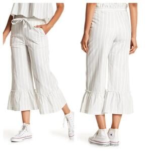 English Factory Lined Crop Ruffle Trouser Stripe Pant - S